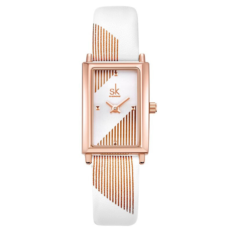 Classic Minimalist Trend Rectangle Case with Vegan Leather Strap Quartz Watches