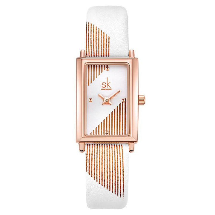 Classic Minimalist Trend Rectangle Case with Vegan Leather Strap Quartz Watches