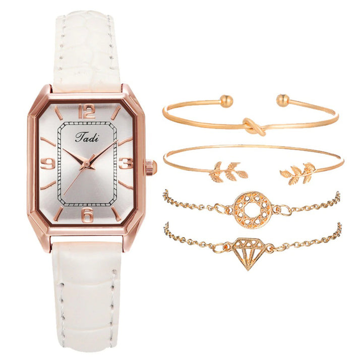 Minimalist Classic Rectangle Case with Vegan Leather Strap Quartz Watches