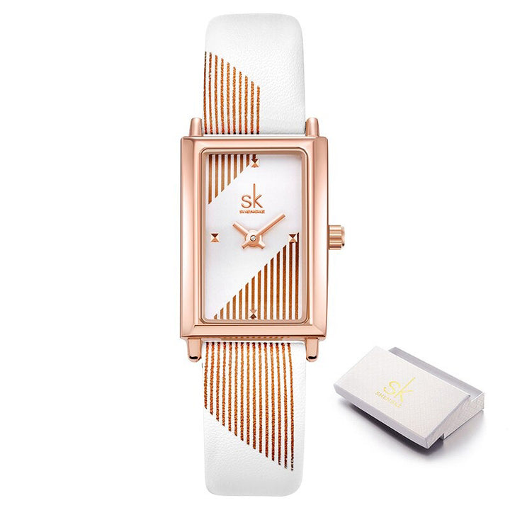 Classic Minimalist Trend Rectangle Case with Vegan Leather Strap Quartz Watches