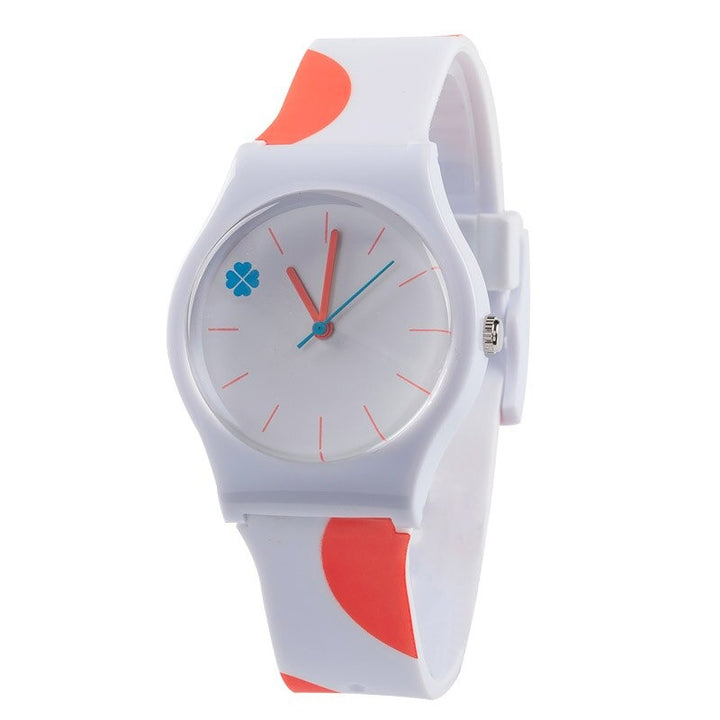 Simply Cute Four-Leaf Clover Dial with Silicone Strap Quartz Watches For Kids