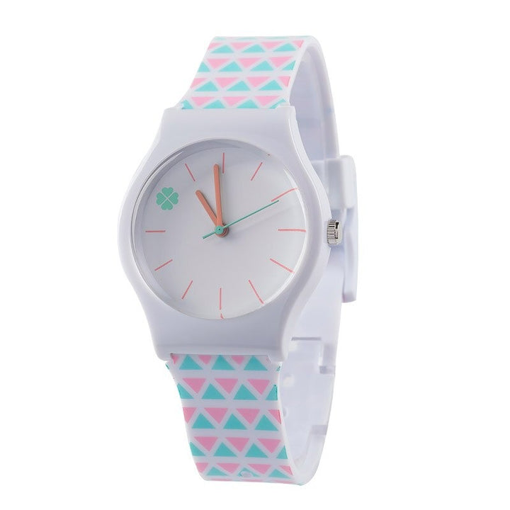 Simply Cute Four-Leaf Clover Dial with Silicone Strap Quartz Watches For Kids