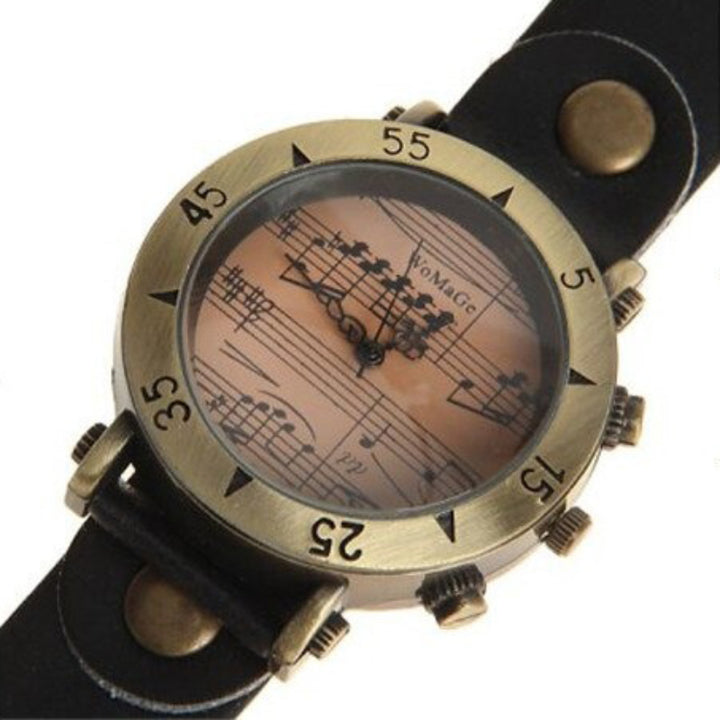 Classic Musical Note Dial with Unique Vegan Leather Strap Quartz Watches