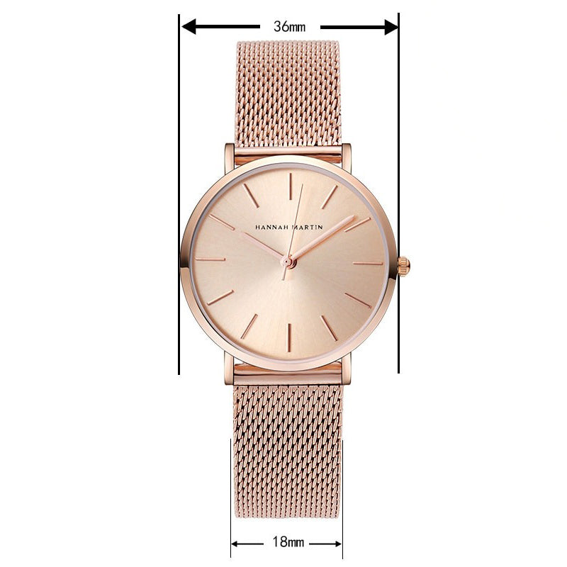 Minimalist Numberless Dial Stainless Steel Mesh Band Quartz Watches