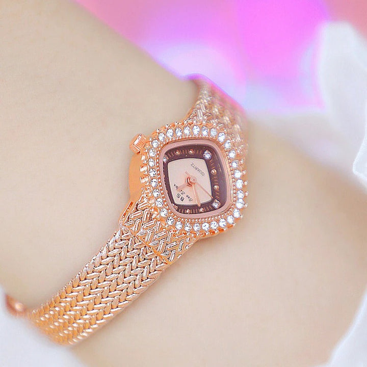 Shimmering Rhinestone Studded Small Dial Quartz Watches