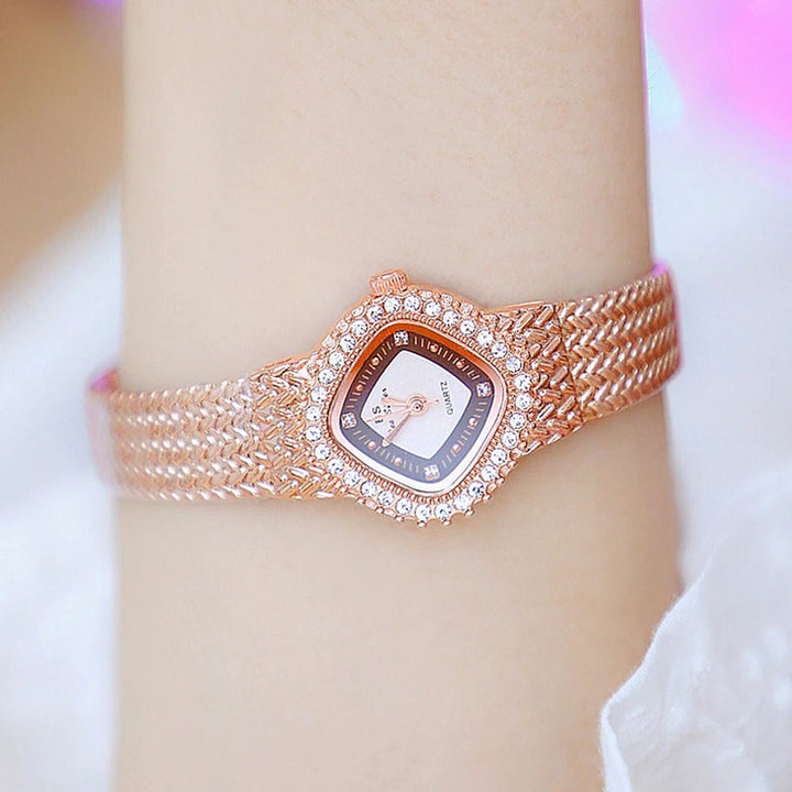 Shimmering Rhinestone Studded Small Dial Quartz Watches