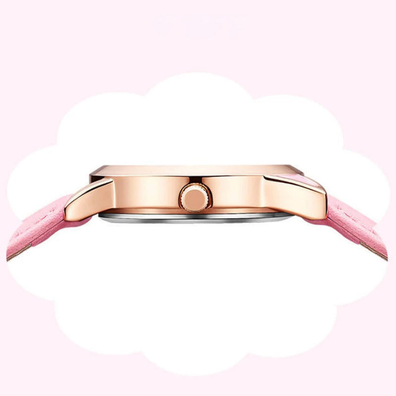 Cute Cat Dial Design Kid's Quartz Watch with Easy-to-Read Time Display