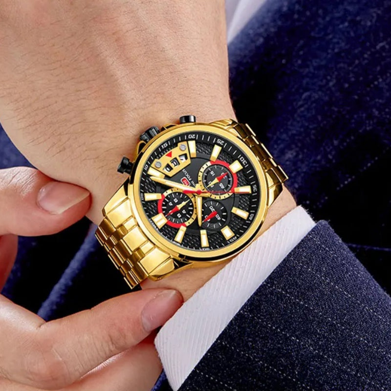 Stainless Steel Holographic Chronograph Quartz Watch for Men