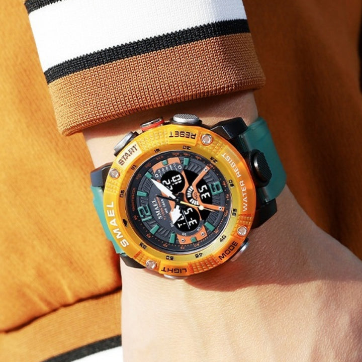 Multi-color Hybrid Dial Display Sportswatch for Men