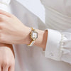 Women's Luxe Glamour Rhinestone Embellished Square Dial Quartz Watch