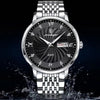 Rhinestone Inlay Dial with Stainless Steel Luminous Watch for Men