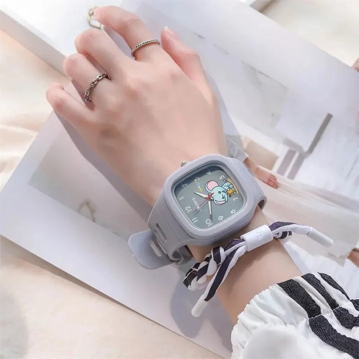 Easy to Read Cute Cartoon Elephant Kid's Wrist Watch