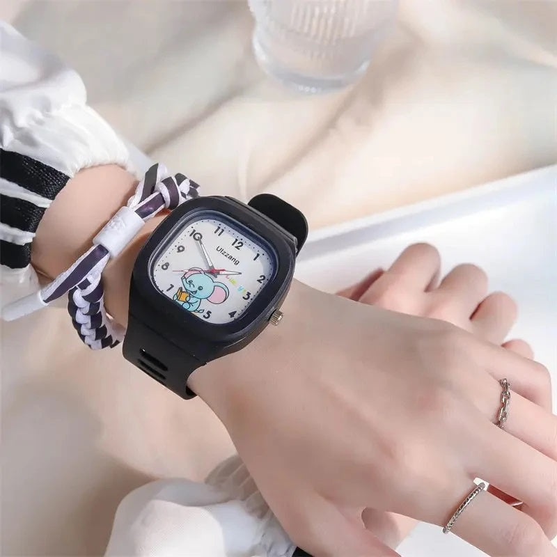 Easy to Read Cute Cartoon Elephant Kid's Wrist Watch