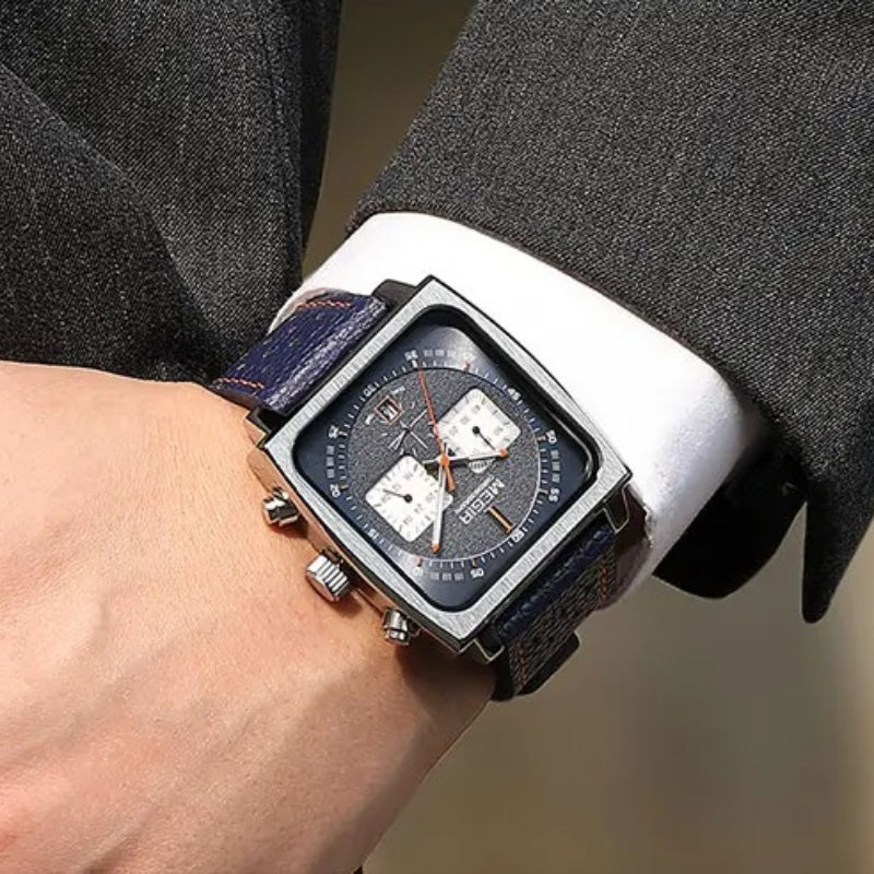 Business and Casual Steel Band Men's Square Case Quartz Watch