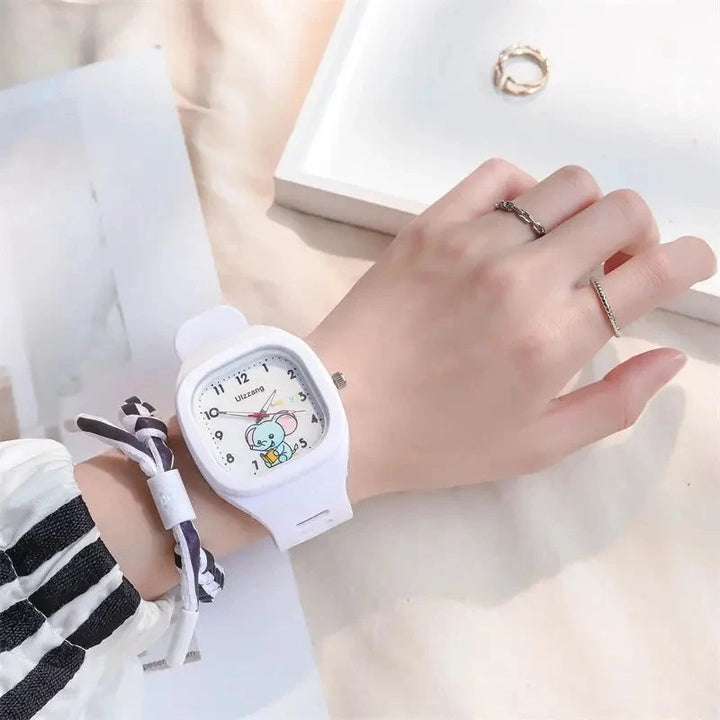 Easy to Read Cute Cartoon Elephant Kid's Wrist Watch