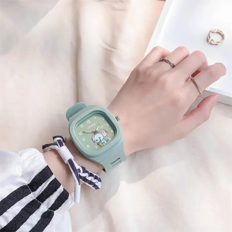 Easy to Read Cute Cartoon Elephant Kid's Wrist Watch