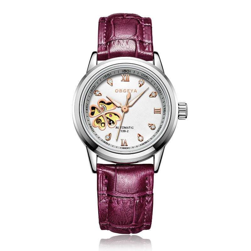 Women's Four-leaf Clover Decorated Automatic Mechanical Wristwatches