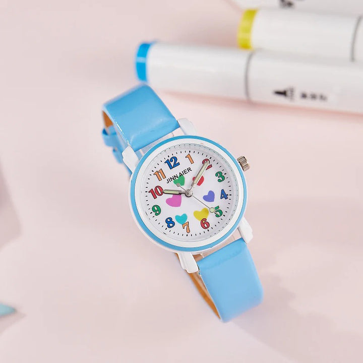 Kids’ Favorite Colorful Heart Pattern Quartz Watches
