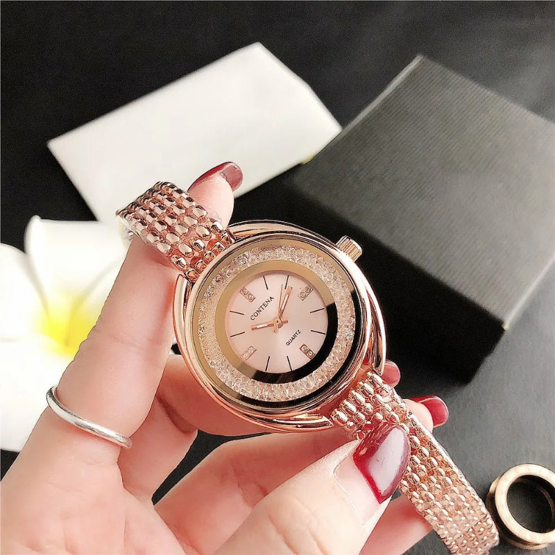 Women's Luxury Stainless Steel Rhinestone Dial Wristwatch