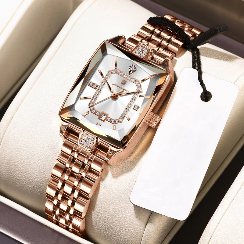 Lavish Stainless Steel Rectangle Case Quartz Women's Watch