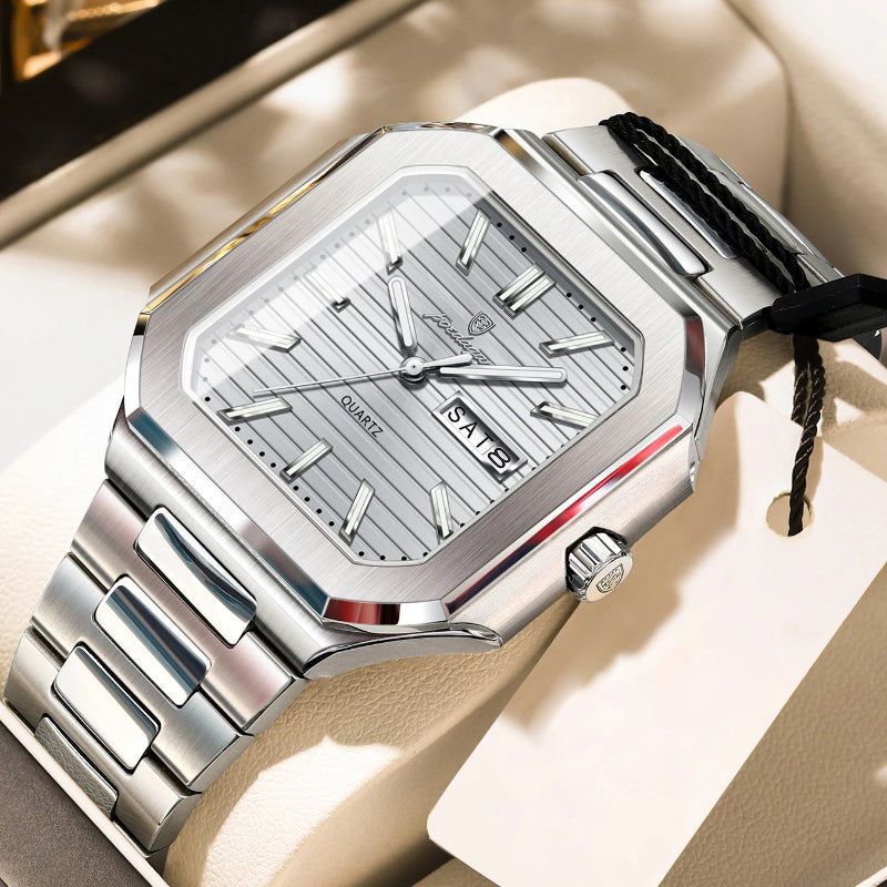 Luminous Modern Case Stainless Steel Men's Quartz Watch