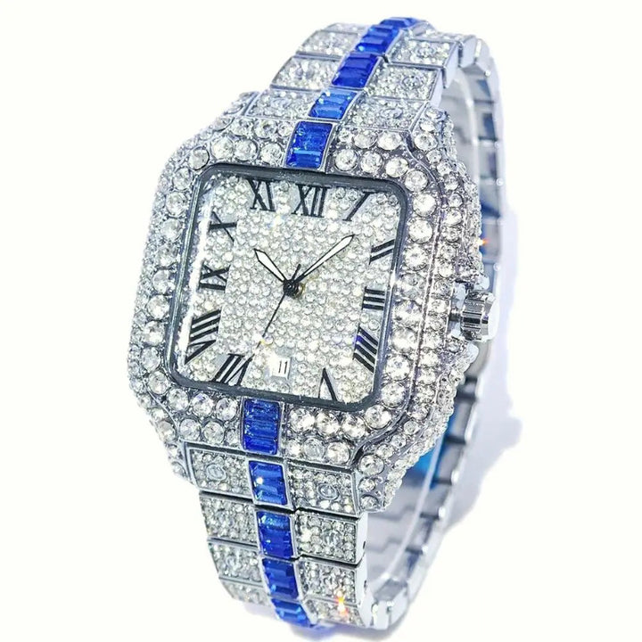 Extravagant Roman Numerals Iced Out Bling Quartz Watch