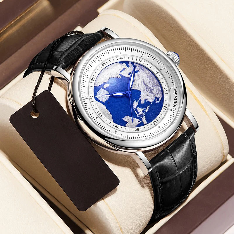 Travel-inspired Aesthetic World Map Dial Quartz Watch