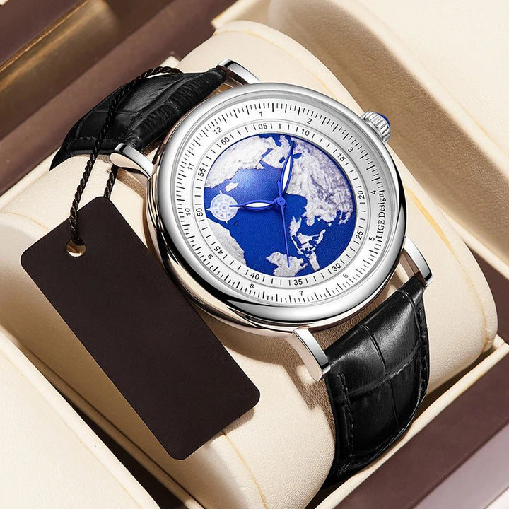 Travel-inspired Aesthetic World Map Dial Quartz Watch