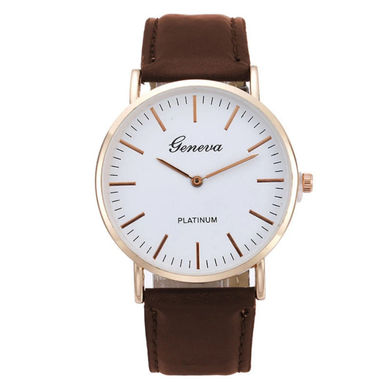 Timeless Sophistication Unisex Quartz Leather Watches