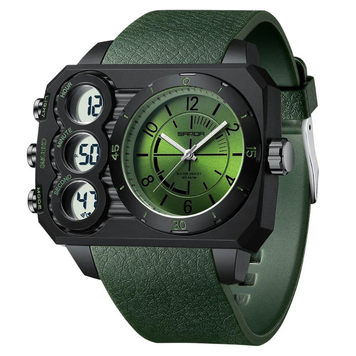 Futuristic Adventure-Ready Rugged Digital-Analog Sports Watch