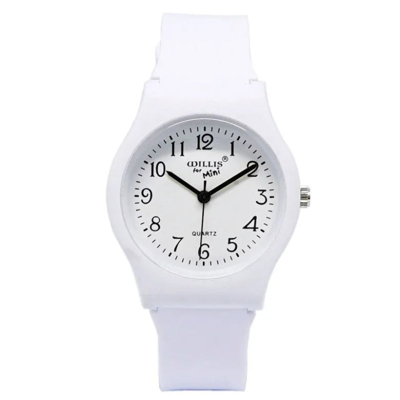 Sleek Round Dial Silicone Strap Quartz Watch for Kids