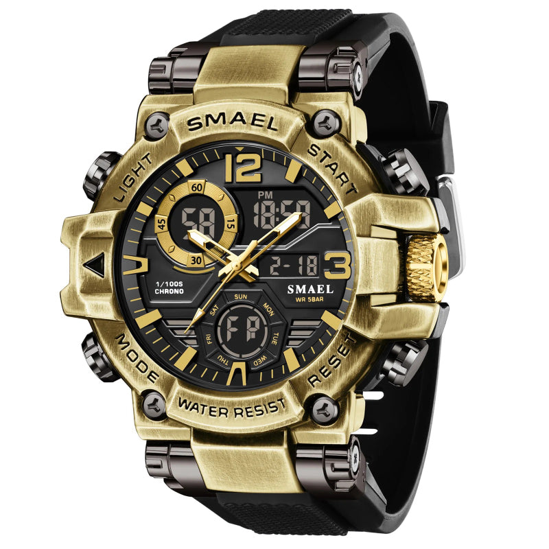 Military-Style Shockproof Men's Sport Watch with Large Dial