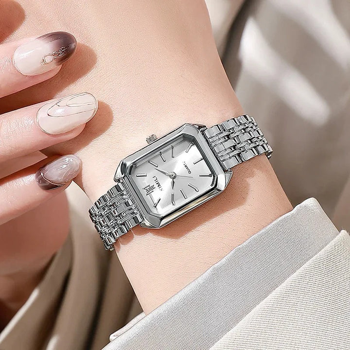 Women's Fashion Square Dial Stainless Steel Strap Quartz Watch