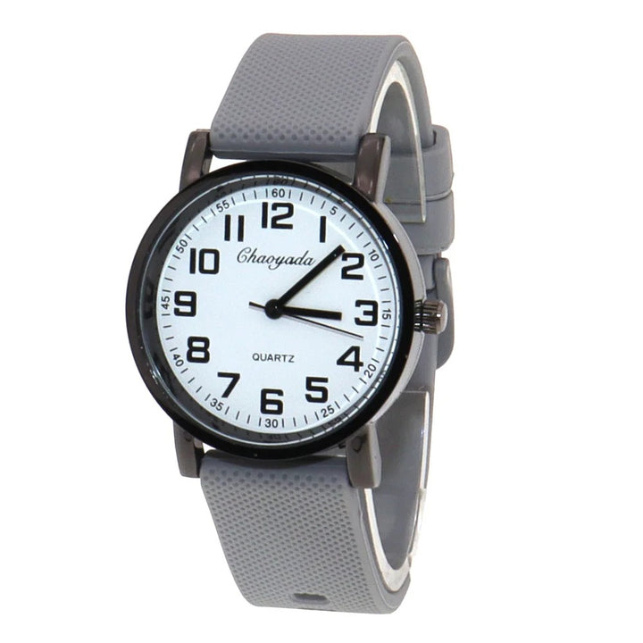 Sporty Round Case Silicone Band Quartz Watch for Kids