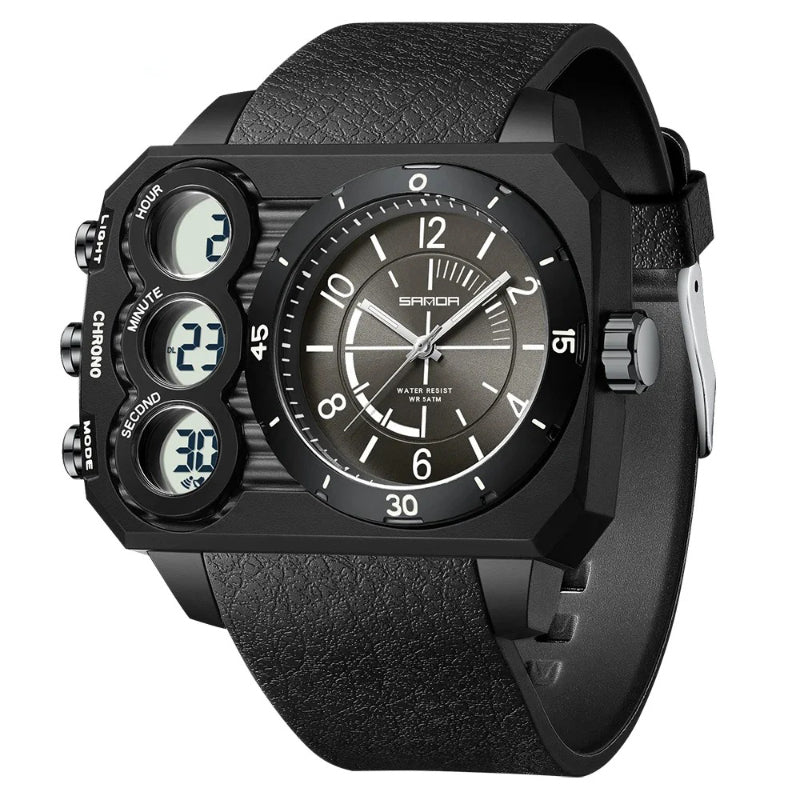Futuristic Adventure-Ready Rugged Digital-Analog Sports Watch