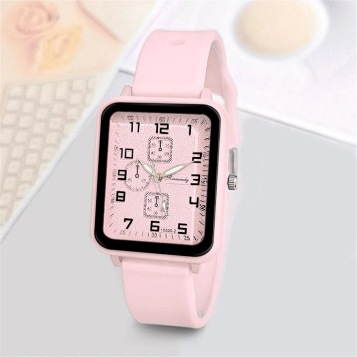 Casual Square Case Silicone Strap Fashion Quartz Wrist Watch