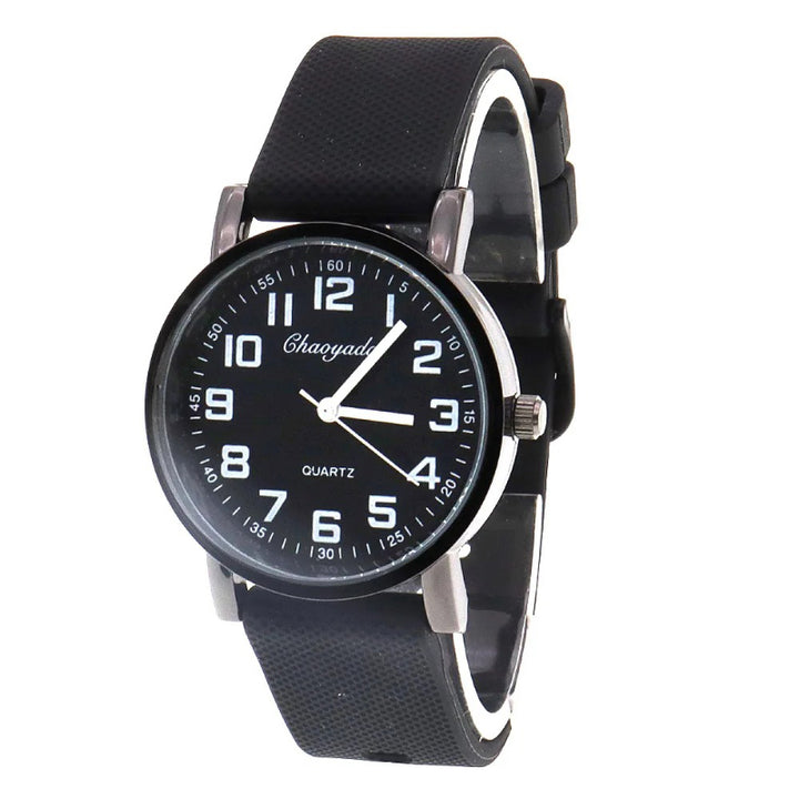 Sporty Round Case Silicone Band Quartz Watch for Kids