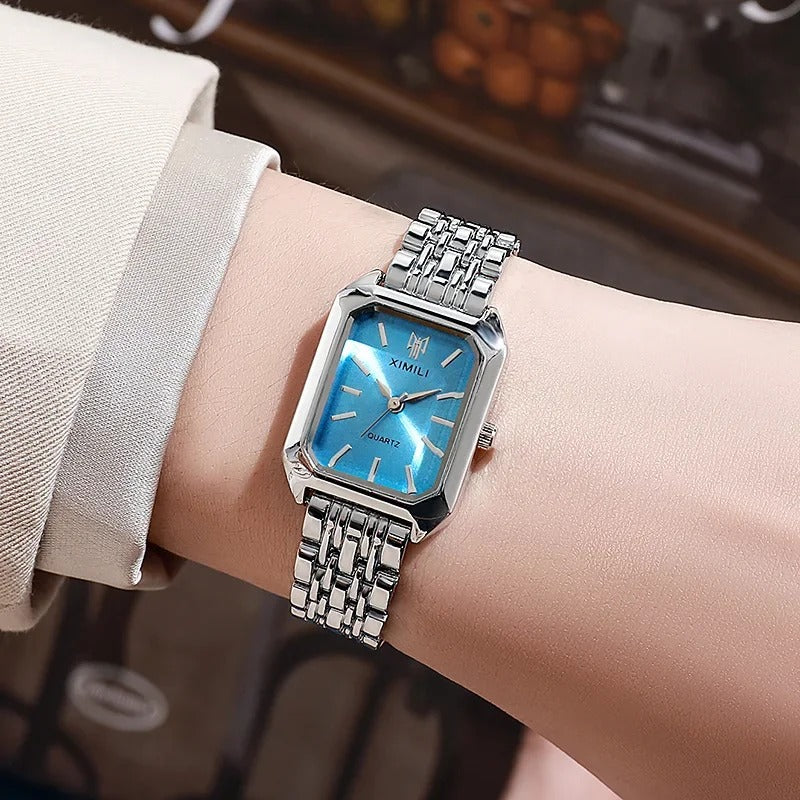 Women's Fashion Square Dial Stainless Steel Strap Quartz Watch