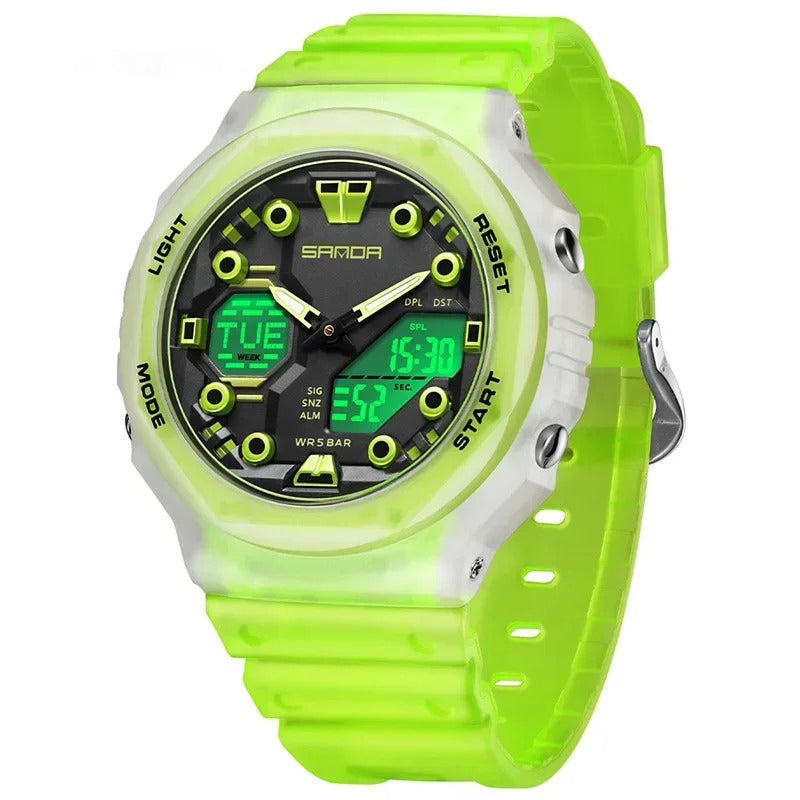 Eye-catching Colors Rubber Strap with Cool 3D Dial Sports Watch