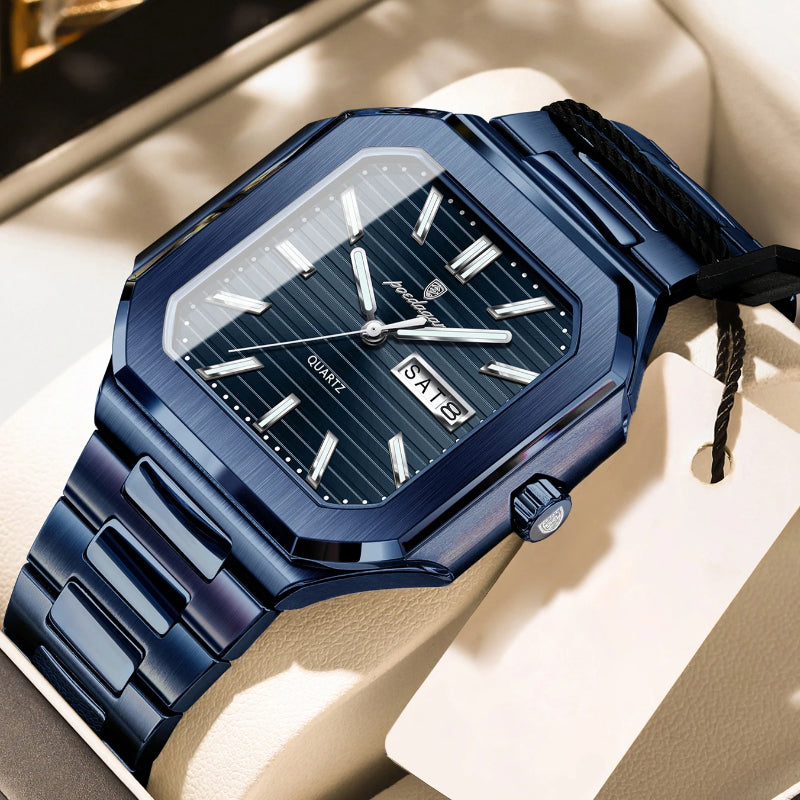 Luminous Modern Case Stainless Steel Men's Quartz Watch