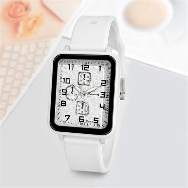 Casual Square Case Silicone Strap Fashion Quartz Wrist Watch