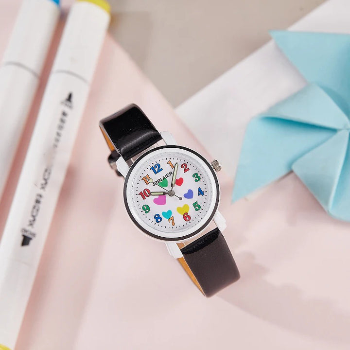 Kids’ Favorite Colorful Heart Pattern Quartz Watches