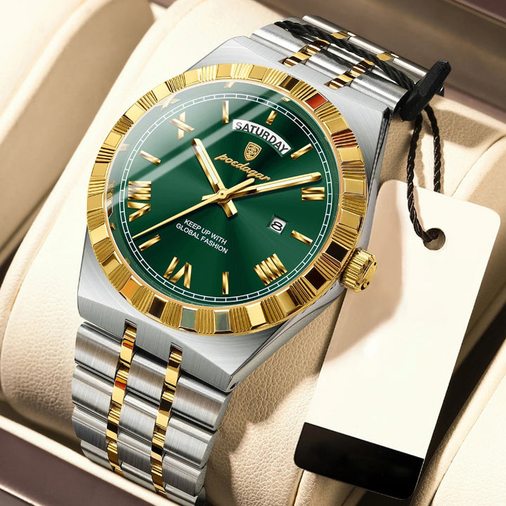 Business Elite Roman Numeral Stainless Steel Quartz Watch for Men