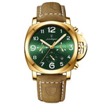 Men's Trendy and Cool Luminous Leather Strap Quartz Watch