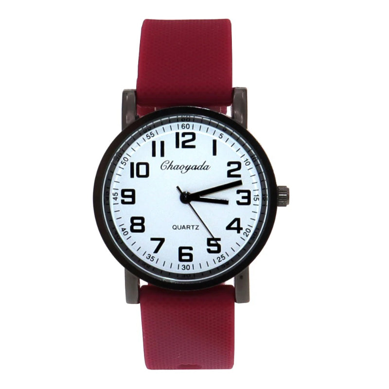 Sporty Round Case Silicone Band Quartz Watch for Kids