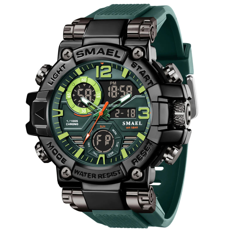 Military-Style Shockproof Men's Sport Watch with Large Dial