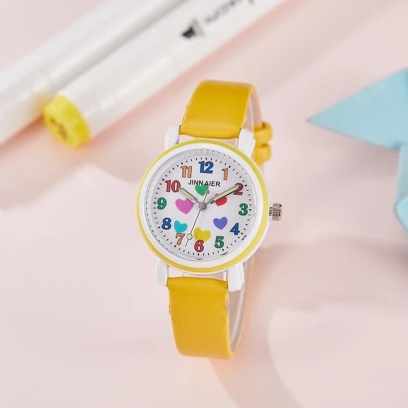 Kids’ Favorite Colorful Heart Pattern Quartz Watches