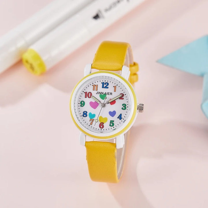 Kids’ Favorite Colorful Heart Pattern Quartz Watches