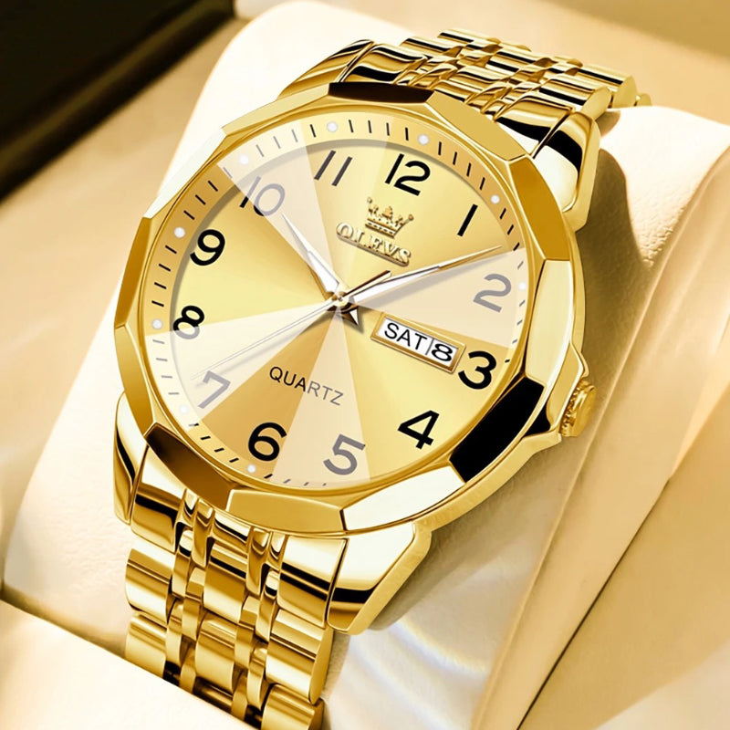 Stainless Steel Diamond Cut Mirror Design Quartz Watch for Men