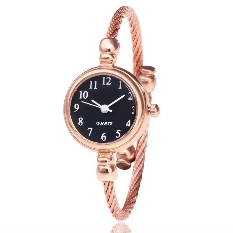 Women's Delicate Small Dial Twisted Metal Strap Wristwatch
